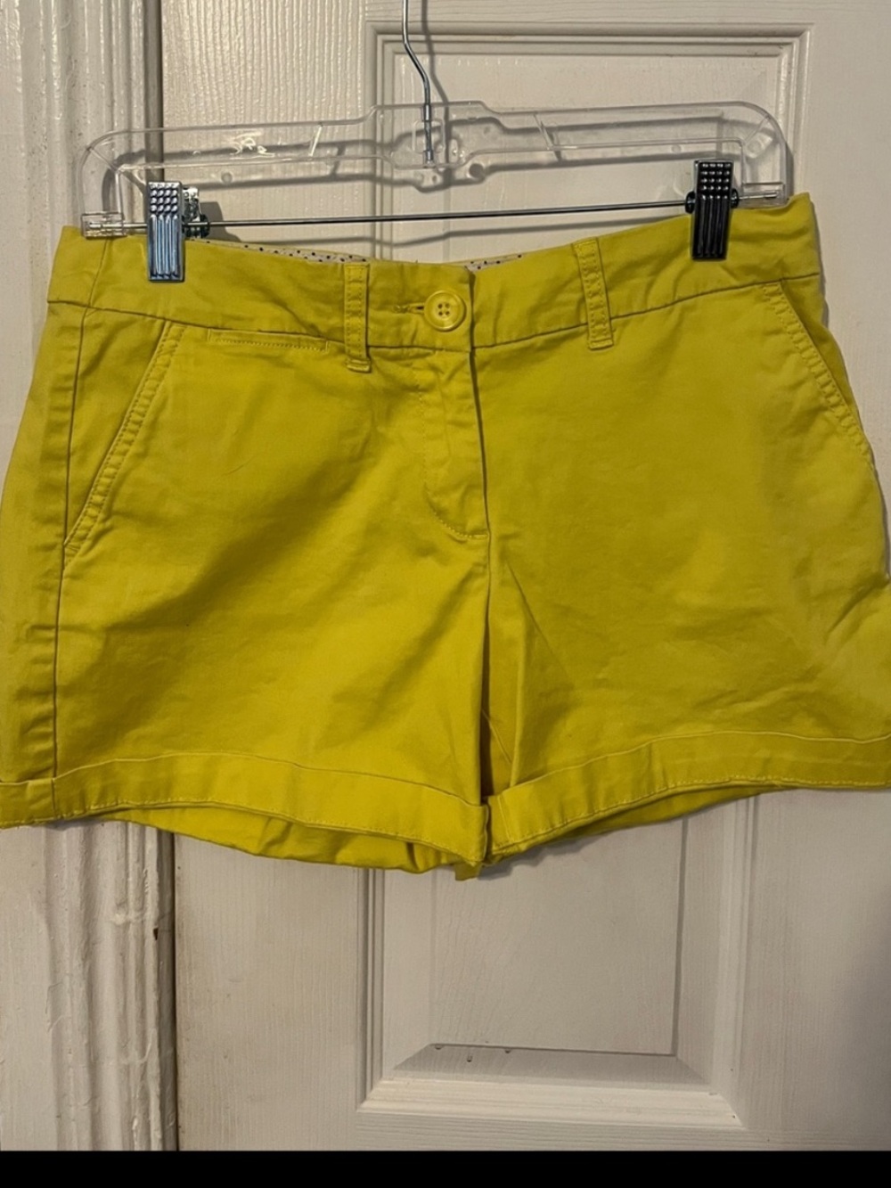 Crown & Ivy Casual Chartreuse Flat Front Chino Shorts